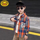 G.DUCKKIDS童裝男童格子襯衫夏季薄款2025新款兒童襯衣夏裝長袖中大童上衣潮 桔色格襯衫 130 碼建議身高120厘米左右