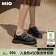 MIO【楊超越同款】米奧春季新款女厚底松糕鞋亮面樂福鞋單鞋 黑白藍 38