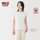 無印良品（MUJI）女式 天竺編織 法國袖T恤 短袖上衣女款內(nèi)搭25年夏季女裝BB2RKA5S 白色 M （160/84A）