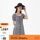 美特斯邦威格紋連衣裙女夏季新款舒適時(shí)尚校園風(fēng)高腰黑色女士裙子 影黑 M 160 84A