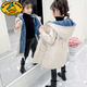 G.DUCKKIDS女童羽絨棉服2023新款洋氣加厚兒童棉衣中大童冬裝外套中長(cháng)款棉襖 杏色 夾棉加絨 140
