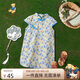 Classic Teddy精典泰迪女童連衣裙兒童旗袍純棉中小童裝國風(fēng)淑女裙子 藍色 130 
