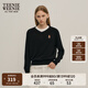 Teenie Weenie小熊女裝冬裝V領(lǐng)學(xué)院風(fēng)休閑通勤毛衣套頭針織衫女 黑色 M 165