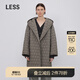 LESS冬季白鴨絨外套女休閑寬松連帽長款輕薄方格羽絨服2N0C20750 037/駝灰 S