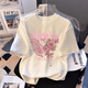 一寸相思純棉白色短袖t恤女2026新款爆款夏季設計感小眾獨特別致上衣體恤 白色-蝴蝶與鮮花 XL (125-145斤）