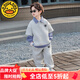 G.DUCKKIDS兒童裝男童套裝秋裝韓版衛(wèi)衣假兩件寶寶2025新款春秋帥氣時(shí)髦衣服 熱售灰色 100 身高90-100cm年齡3-4歲