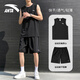 安踏跑步運動(dòng)套裝男2026夏季新款冰絲速干透氣背心短褲健身休閑籃球服 基礎黑/基礎黑【速干無(wú)袖套裝】 XL/180
