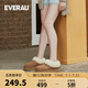 EVERAU女士冬季茸茸毛鞋領(lǐng)厚底便鞋休閑舒適棉鞋面包鞋懶人鞋丨UEA2001 栗色 38