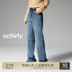歐時力OCHIRLY 重磅直筒牛仔長褲女復古藍色休閑顯瘦流行早秋新品 牛仔藍 M