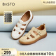 百思圖夏商場(chǎng)新款休閑復(fù)古鏤空豬籠鞋女運(yùn)動(dòng)羅馬涼鞋VWH15BK4 米白 38