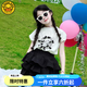 G.DUCKKIDS小黃鴨童裝女童套裝夏季新款兒童衣服韓版洋氣蓬蓬蛋糕裙兩件套女 套裝白上衣黑褲裙 160 建議150-160cm12-13歲