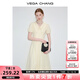VEGA CHANG泡泡袖連衣裙女2025夏季新款收腰顯瘦高級(jí)感法式長(zhǎng)裙 杏仁黃 M