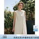 范思藍(lán)恩蝴蝶結(jié)飄帶壓褶連衣裙女夏季2025新款修身顯瘦裙子2622 奶黃色 S