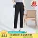 金菊2025春夏季新款桑蠶絲小腳褲松緊腰純色彈力緞百搭女式休閑褲 黑色 L