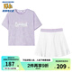 Skechers斯凱奇童裝女童針織短袖短裙夏季套裝兒童戶外舒適T恤衫P224G043 淺雪青色/00EW 150 cm