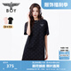 BOY LONDON春夏女款T恤裙?jié)M印潮牌直筒連衣裙W17906 黑色 M