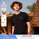 哈吉斯（HAZZYS）男裝 2025夏季新款休閑重磅大Logo寬松圓領(lǐng)短袖T恤男ASTZE0CBX70 黑色BK L （175/96A 48）
