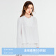 樂町圓領(lǐng)花邊小上衣新款秋季基礎(chǔ)百搭輕甜韓系少女全棉長袖 白色(現(xiàn)貨) XS