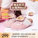 他她（TATA）女鞋勃肯鞋黃油小熊聯(lián)名夏季厚底女外穿包頭拖鞋 米白/粉 37