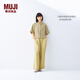 無印良品（MUJI）女式 棉漢麻短袖襯衫 女士襯衣內(nèi)搭上衣 25年夏季女裝 BCD90C5S 黃色 M (160/84A)