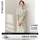 尚都比拉新中式國風(fēng)連衣裙夏裝青花瓷印花氣質(zhì)收腰顯瘦裙子 白底綠花 L