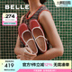 百麗（Belle）粗跟瑪麗珍鞋女25春新商場(chǎng)款一字帶顯瘦淺口鞋3XV01AQ5 紅色【禮盒款】 36 (230mm)