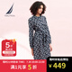 諾帝卡（NAUTICA）【商場同款】女裝春秋款垂感順滑透氣休閑長袖連衣裙女31DO01 淺藏青色40S（231） M