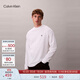 Calvin KleinJeans25秋季新款男士休閑通勤ck刺繡純棉寬松打底長袖T恤上衣 YAF-月光白 M