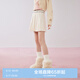 樂(lè )町甜美撞色腰短裙秋季新款學(xué)院少女風(fēng)半身裙女小個(gè)子裙子 米白(現貨) S