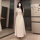 GARNUO白色連衣裙子女夏季2025新款法式小個子高級感收腰顯瘦禮服裙長裙 白色【短袖長款】 S 【80-100斤】