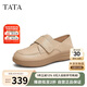 他她（TATA）一腳蹬女鞋休閑運動風(fēng)牛津鞋2025春7A424AM5 杏色 39