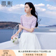 香影紫色針織衫女短袖2025夏裝新款t恤氣質(zhì)套頭鏤空?qǐng)A領(lǐng)正肩上衣 紫色 M 160/84A/95-110斤