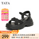 他她（TATA）涼鞋女鞋2025夏季新款休閑厚底法式氣質(zhì)時裝涼鞋女 黑色 37