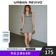 UR2025夏季新款女裝格雷系百褶翻領(lǐng)無(wú)袖連衣裙UWG750100 暖灰 S