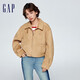 GAP女裝春秋刺繡LOGO高領復古機車夾克美式翻領外套429388