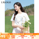 lagogo【涼感新疆棉】可愛涂鴉小熊白T恤女拉谷谷2025夏新款短袖 本白色 L