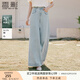 香影淺色天絲牛仔直筒褲女2025夏季新款長褲寬松水洗大褲腳闊腿褲 牛仔藍(lán) M 160/84A/95-110斤