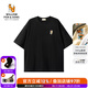 William fox&sons【安心品質(zhì)】260G重磅長(zhǎng)絨纖維棉面料落肩泳池派對(duì)小狐貍刺繡短袖 黑色 XL /52