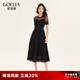 歌莉婭新年紅品連衣裙女氣質(zhì)蛋糕裙a字網(wǎng)紗長(zhǎng)裙高級(jí)感小黑裙194K4BBI0 B00黑色 F