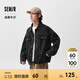 森馬（Semir）森柔牛仔|夾克男復古牛仔外套春季時尚繡花工裝寬松翻領上衣 牛仔水洗黑98201 L