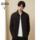 GXG男裝 微肌理長(cháng)袖襯衫休閑簡(jiǎn)約外套男士通勤上裝 2025秋季新 黑色 M