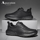 雅格獅丹（Aquascutum）男鞋秋季2025新款牛皮透氣旋鈕扣輕戶外跑步運動休閑鞋 黑色 43
