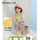 幼歌（YOUGE）夏季新款嬰幼兒田園寬松花邊短褲棉透氣格紋兒童五分褲 綠白格子 90 cm
