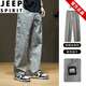 JEEP SPIRIT細(xì)格紋輕薄戶外工裝褲男2025夏季山系休閑寬松直筒大碼長(zhǎng)褲子 灰色 【細(xì)格紋面料】 S 90-105斤