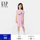 Gap【大小童同款】女童2025夏季新款logo珠地連衣裙兒童裝782715 粉色 150 cm(12-13歲)亞洲尺碼