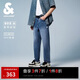 杰克·瓊斯（JACK&JONES） 春季新款單側(cè)腿部字母貼布貓須水洗設(shè)計直筒牛仔褲男裝225132133