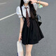 歌詩慧jk制服套裝背帶裙女學(xué)生學(xué)院風(fēng)套裝襯衫百褶裙日系小個(gè)子收腰短裙 學(xué)院風(fēng)兩件套 【襯衫+裙子+領(lǐng)帶】 M