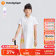 moodytiger女童連衣裙涼感速干25年夏季新品兒童裙子吸濕排汗短袖polo運動(dòng)裙 云朵白 150 cm
