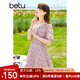 betu百圖女裝連衣裙泡泡袖桔梗裙裙子女短袖連衣裙女2205T57 紅色 L