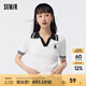 森馬針織衫女短款緊身刺繡套頭衫氣質(zhì)夏撞色polo領(lǐng)毛衫女生 本白10102 160/84A/M